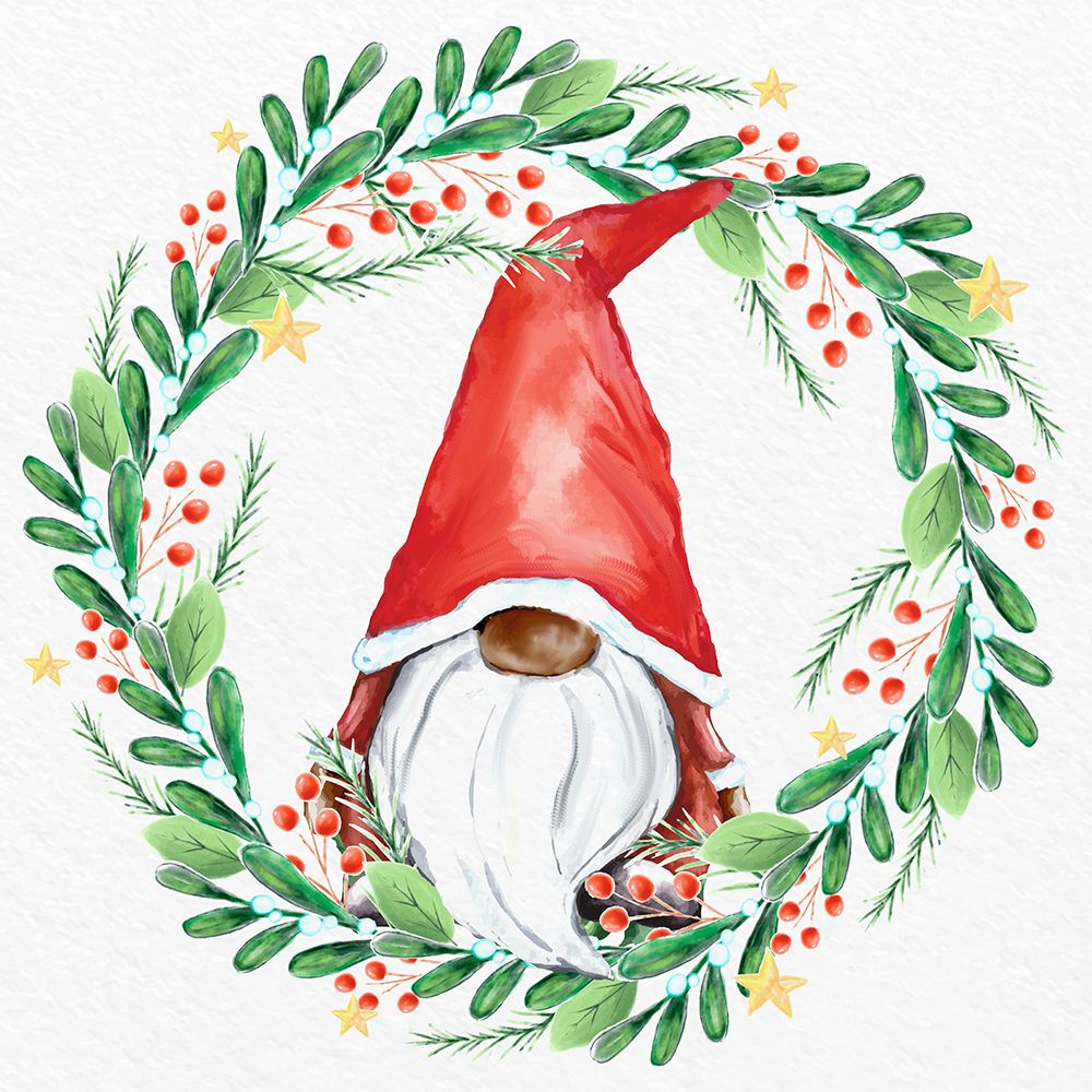 Gnome Wreath 1 v2 art print by Kimberly Allen for $57.95 CAD