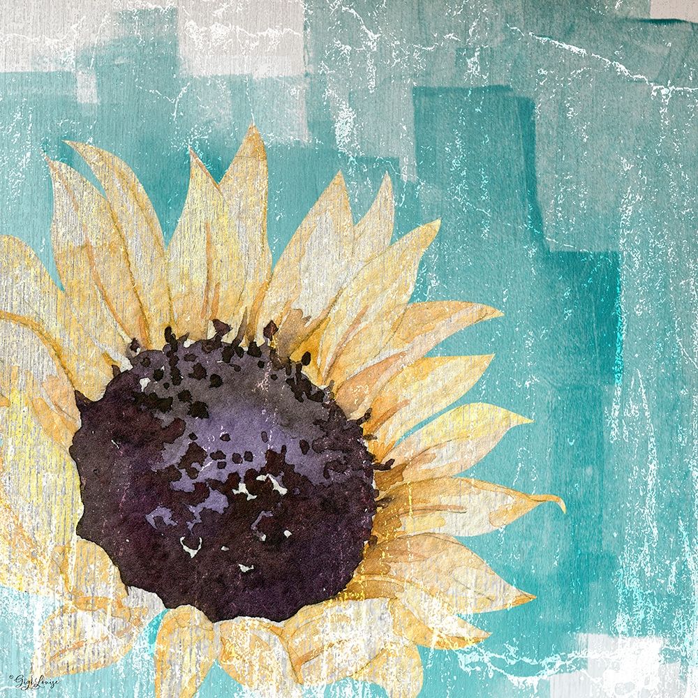 Sunflower Teal art print by Gigi Louise for $57.95 CAD
