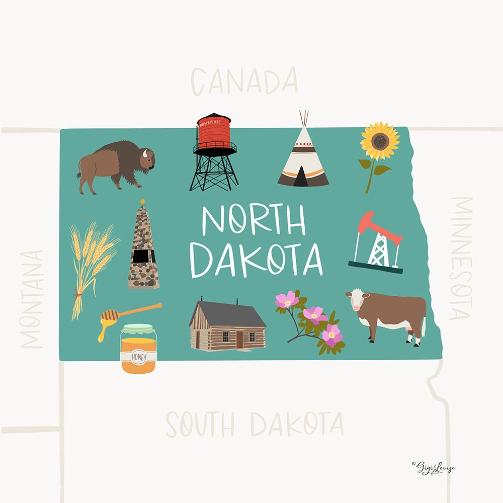 North Dakota art print by Gigi Louise for $57.95 CAD