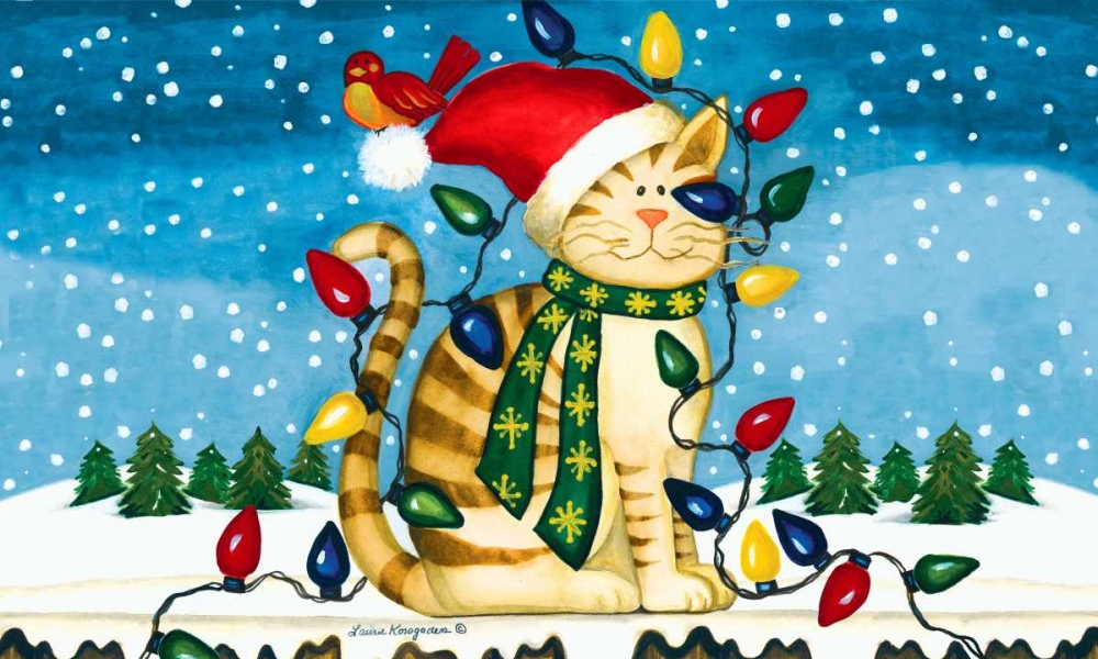 Christmas Cat art print by Laurie Korsgaden for $57.95 CAD