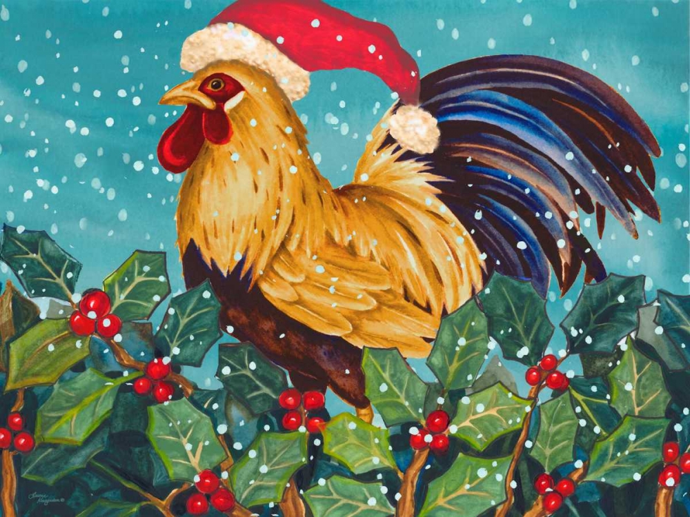 Mr Christmas Rooster art print by Laurie Korsgaden for $57.95 CAD