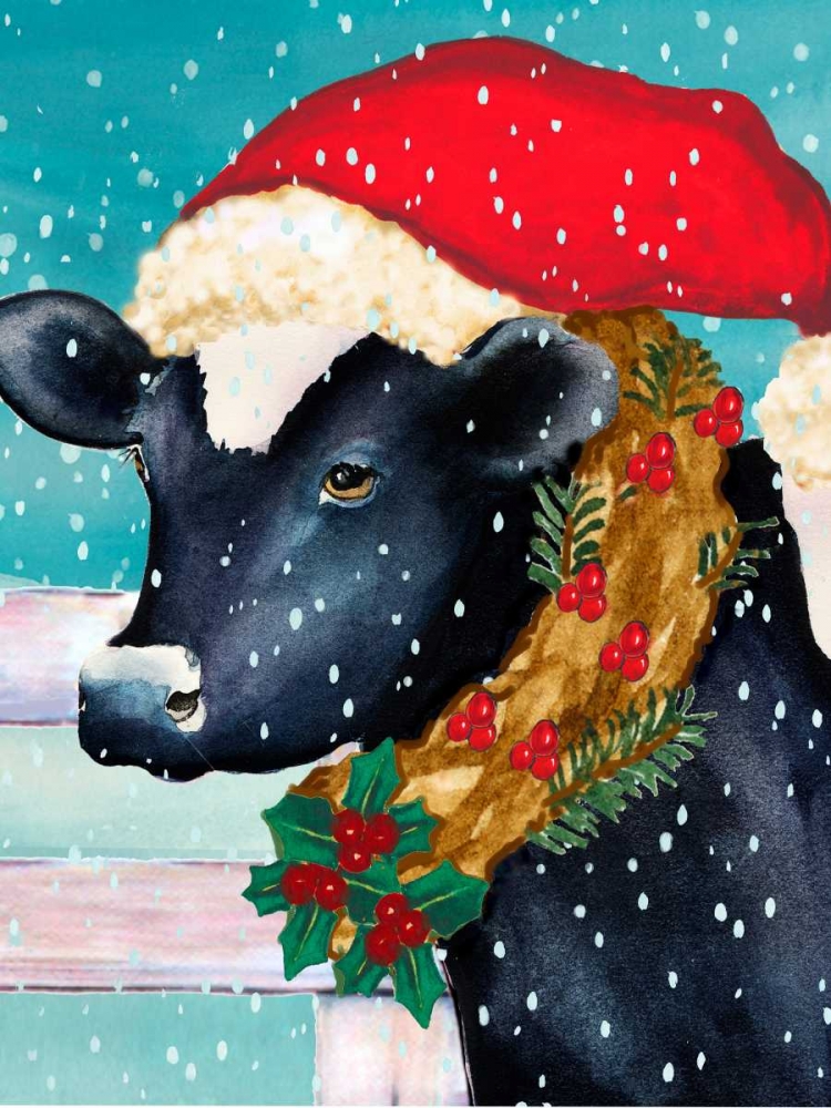 Christmas Cow Vertical art print by Laurie Korsgaden for $57.95 CAD