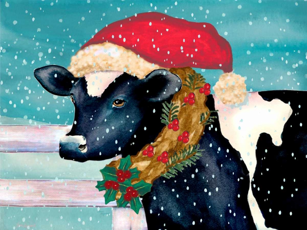 Christmas Cow art print by Laurie Korsgaden for $57.95 CAD