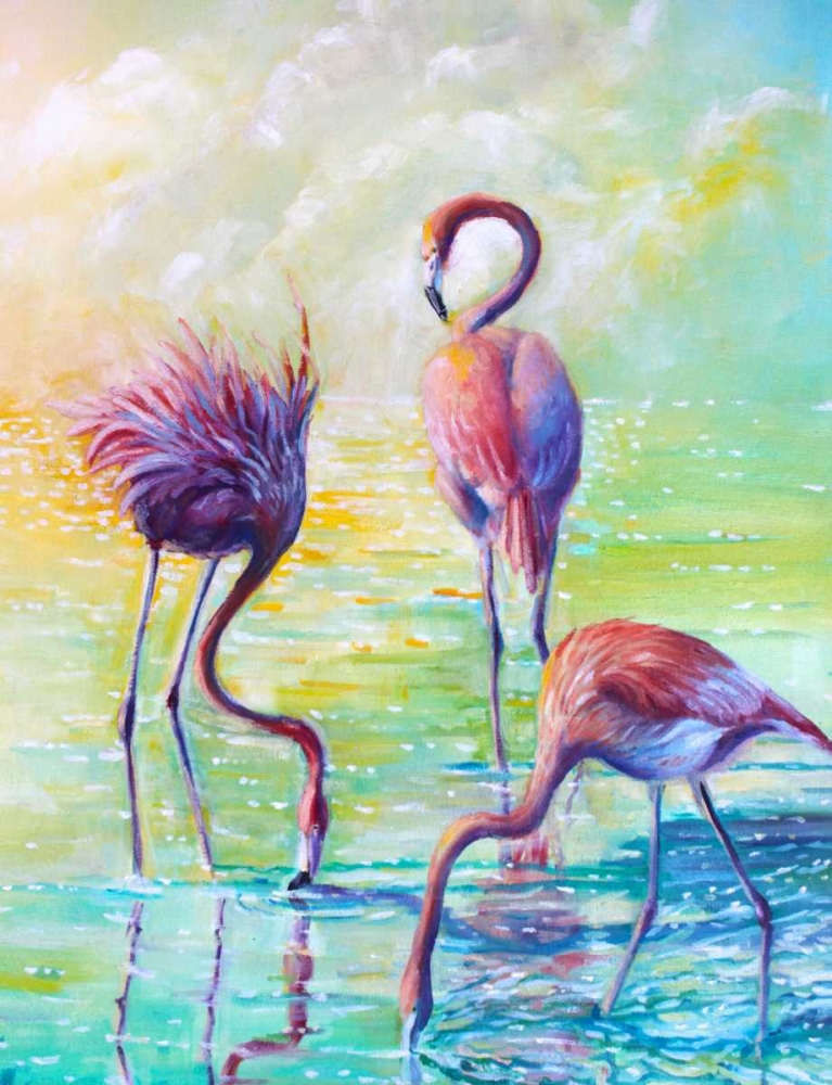 Flamingo Family 1 art print by Lisa Colberg for $57.95 CAD