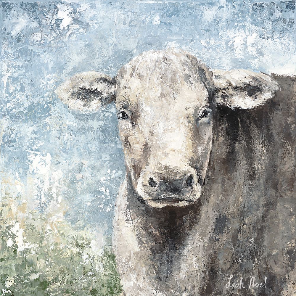 Blue Sky Cow art print by Leah Noel Art for $57.95 CAD