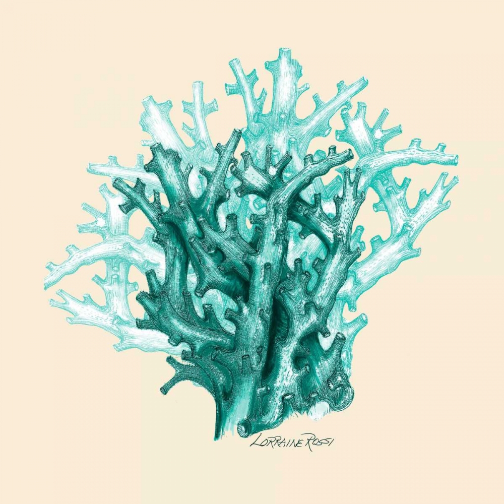 Teal Beige Coral art print by Lorraine Rossi for $57.95 CAD