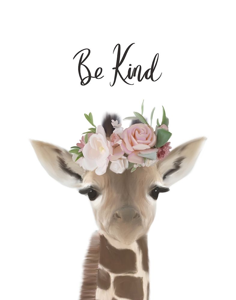 Floral Giraffe Be Kind art print by Leah Straatsma for $57.95 CAD