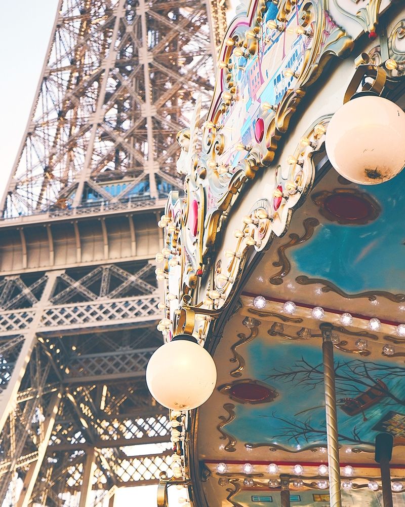 Eiffel Tower and Carousel art print by Leah Straatsma for $57.95 CAD