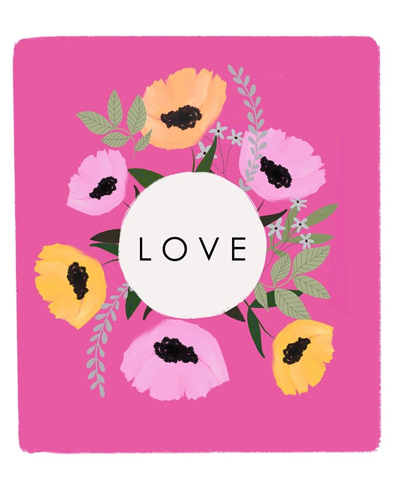 LOVE Florals Hot Pink 1 art print by Leah Straatsma for $57.95 CAD