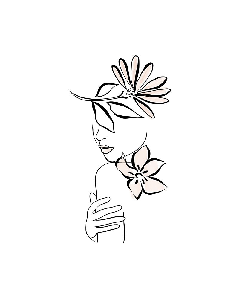 Line Drawing Woman and Floral art print by Leah Straatsma for $57.95 CAD
