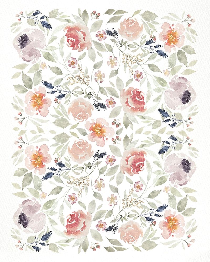 Watercolor Florals Pattern art print by Leah Straatsma for $57.95 CAD