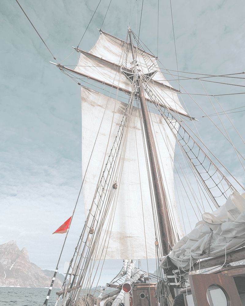 Giant Ship With Sail and Mountain art print by Leah Straatsma for $57.95 CAD