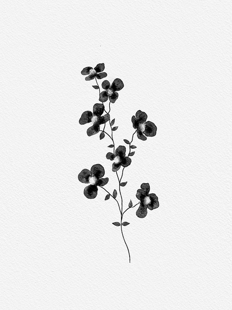 Black Watercolor Florals art print by Leah Straatsma for $57.95 CAD