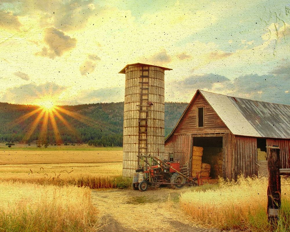 Textured Barn and Sunset art print by Leah Straatsma for $57.95 CAD