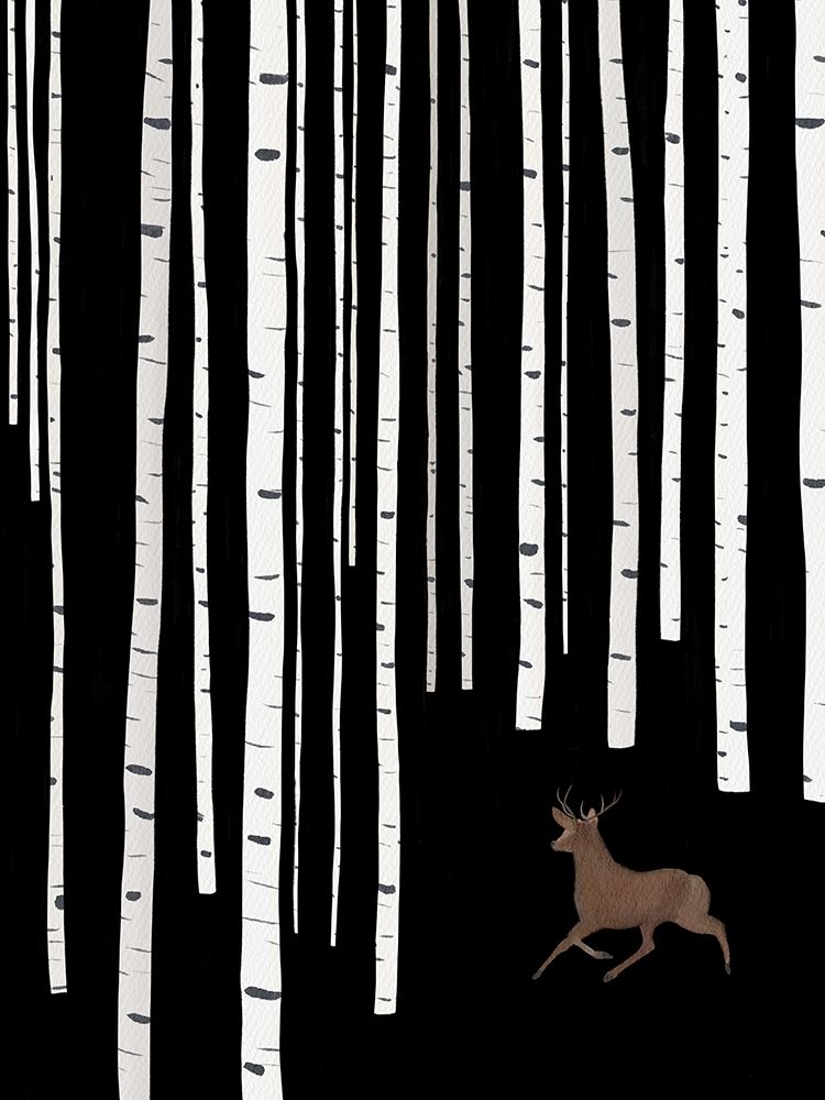 Deer In Birch Woods art print by Leah Straatsma for $57.95 CAD