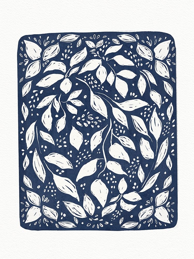 Blue Lino Floral art print by Leah Straatsma for $57.95 CAD