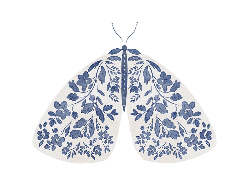 Blue And White Moth art print by Leah Straatsma for $57.95 CAD