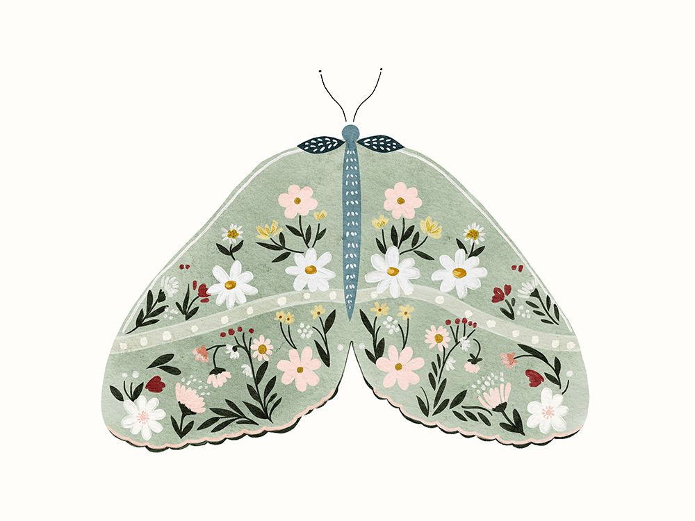 Floral Moth 2 art print by Leah Straatsma for $57.95 CAD