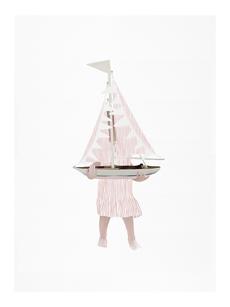 Girl Holding Sailboat Pink art print by Leah Straatsma for $57.95 CAD