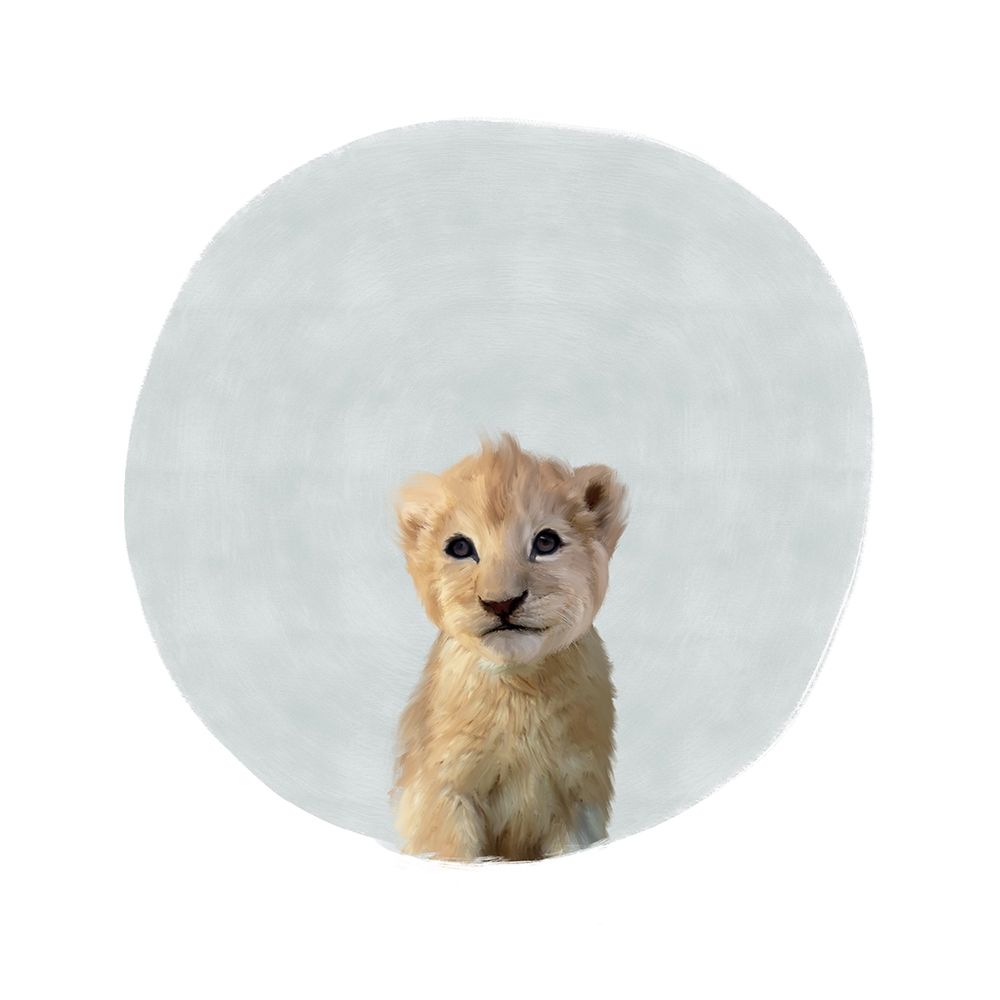 Baby Lion Circle Gray art print by Leah Straatsma for $57.95 CAD