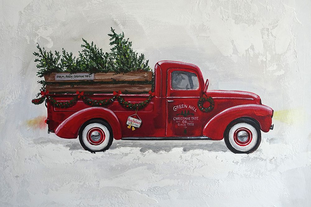 X-Mas Truck Green Hill art print by Renate Holzner for $57.95 CAD