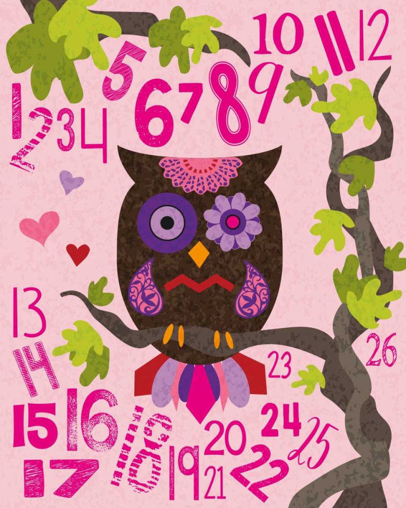 Owl Set Numlet Pinks 2 art print by Melody Hogan for $57.95 CAD