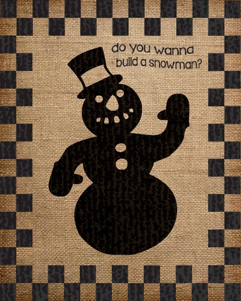 Burlap Christmas Snowman art print by Melody Hogan for $57.95 CAD
