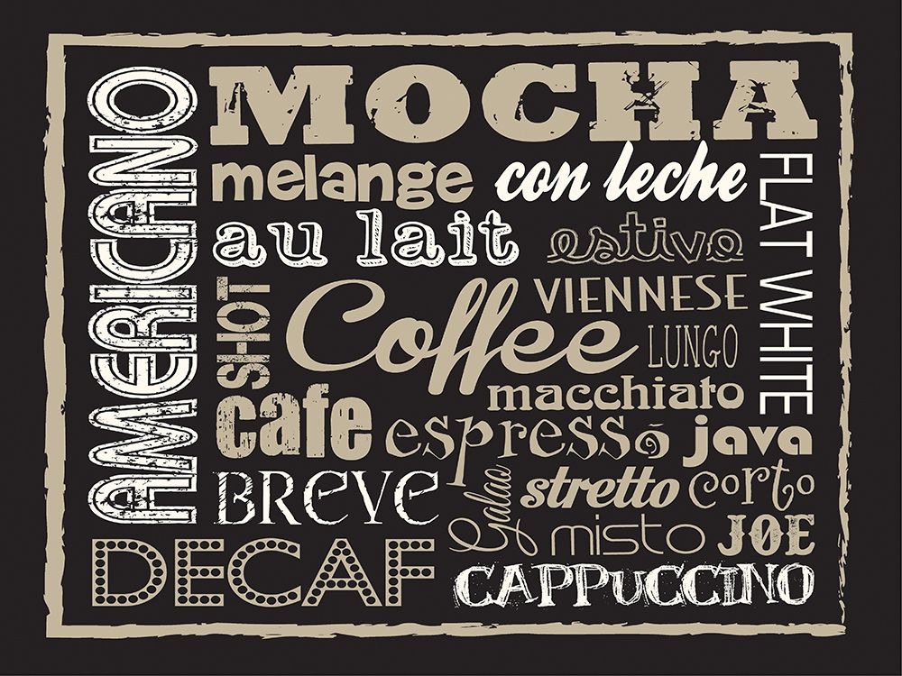 Mocha Coffee Type art print by Melody Hogan for $57.95 CAD