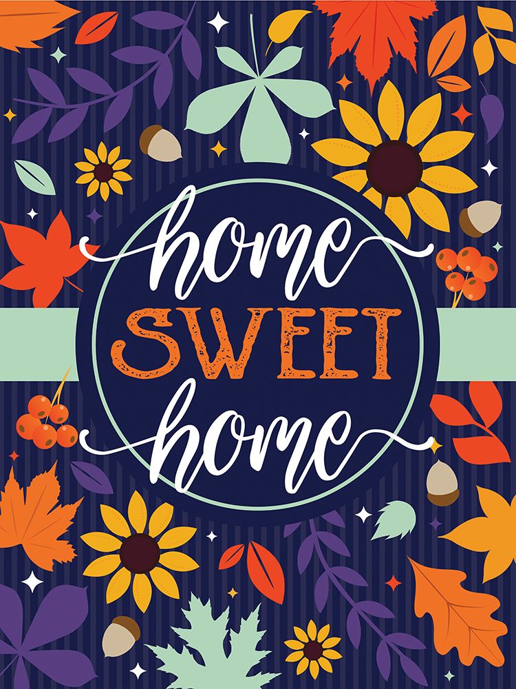 Navy Home Sweet Home Fall Floral art print by Melody Hogan for $57.95 CAD