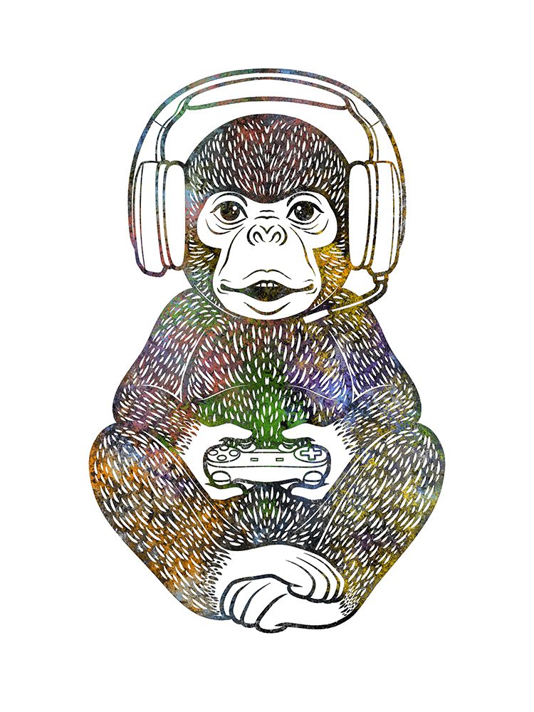 Gaming Monkey art print by Marcus Prime for $57.95 CAD
