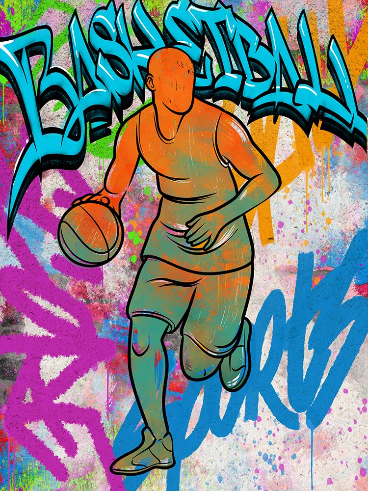Graffiti Basketball Player V2 art print by Marcus Prime for $57.95 CAD