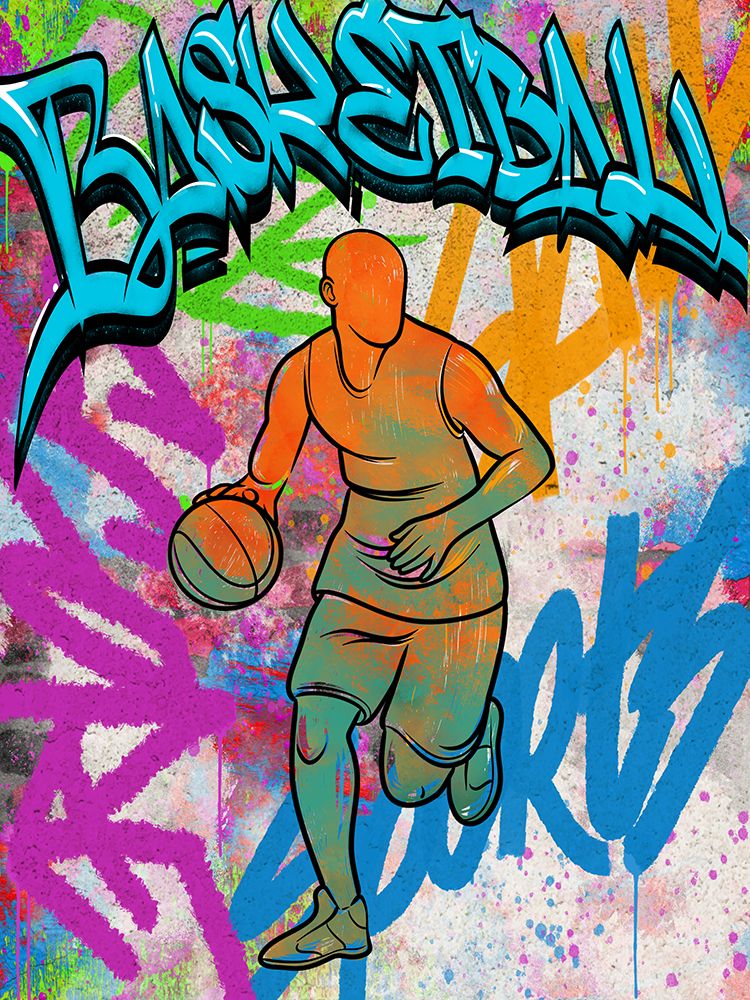 Graffiti Basketball Player art print by Marcus Prime for $57.95 CAD