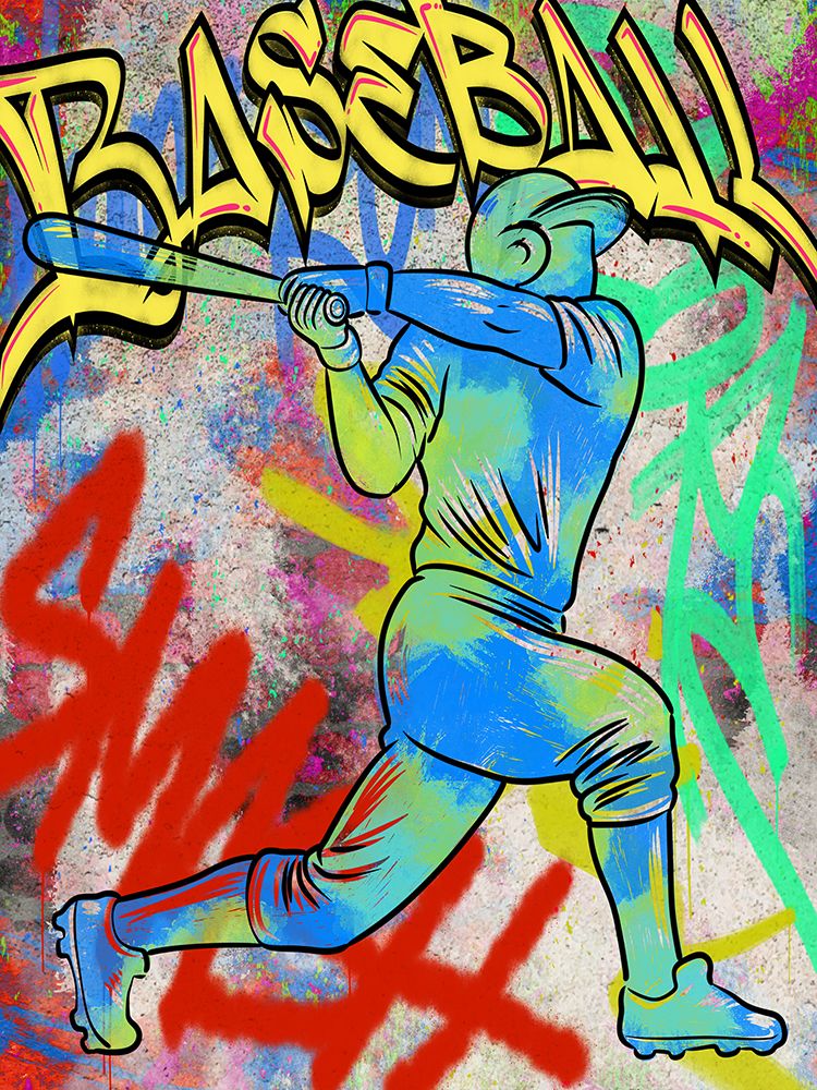 Graffiti Baseball Player V2 art print by Marcus Prime for $57.95 CAD