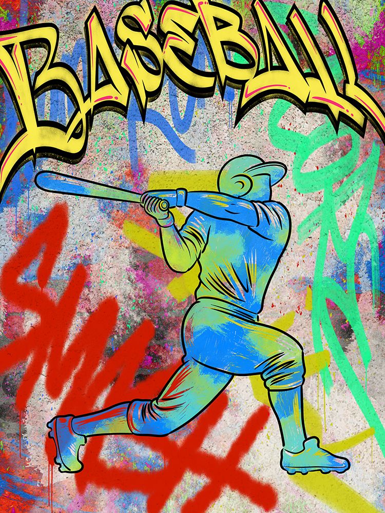 Graffiti Baseball Player art print by Marcus Prime for $57.95 CAD