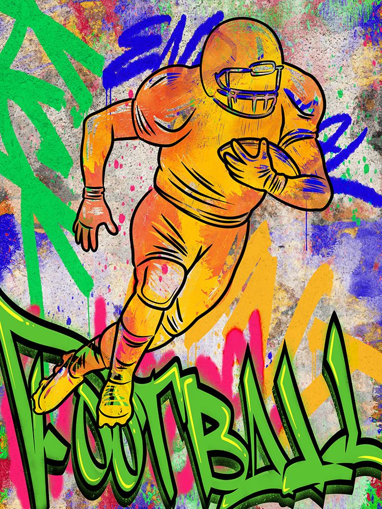 Graffiti Football Player V2 art print by Marcus Prime for $57.95 CAD