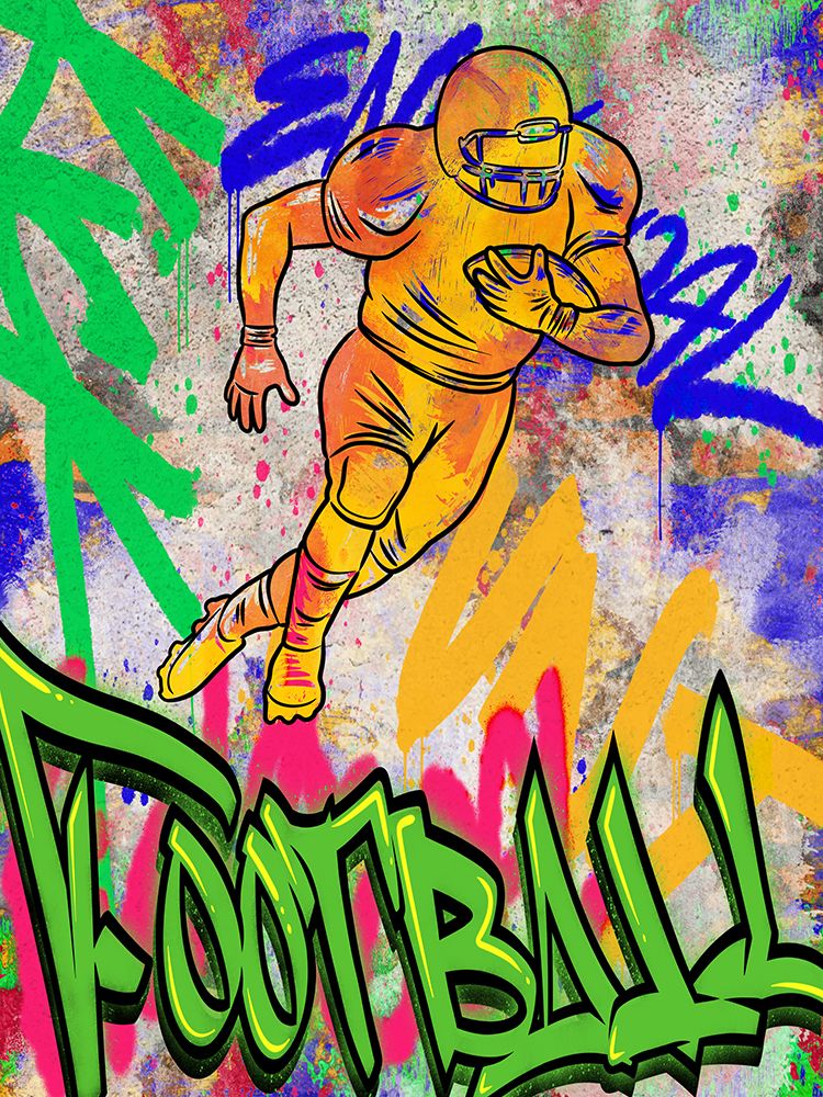 Graffiti Football Player art print by Marcus Prime for $57.95 CAD