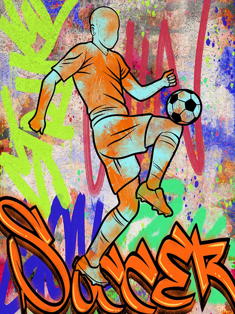 Graffiti Soccer Player V2 art print by Marcus Prime for $57.95 CAD