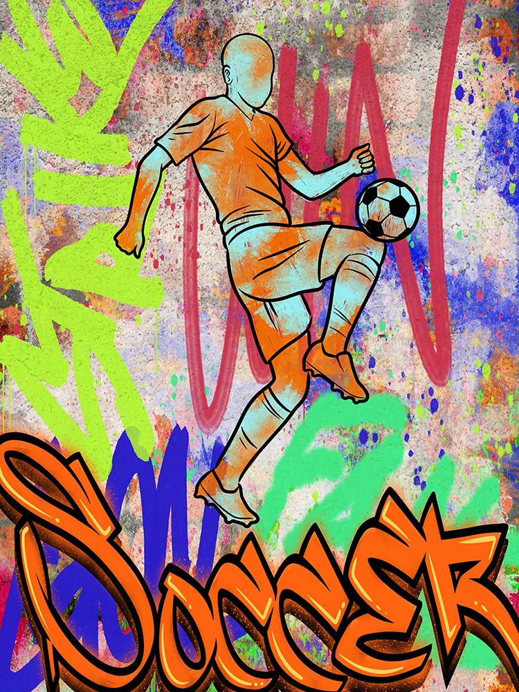 Graffiti Soccer Player art print by Marcus Prime for $57.95 CAD