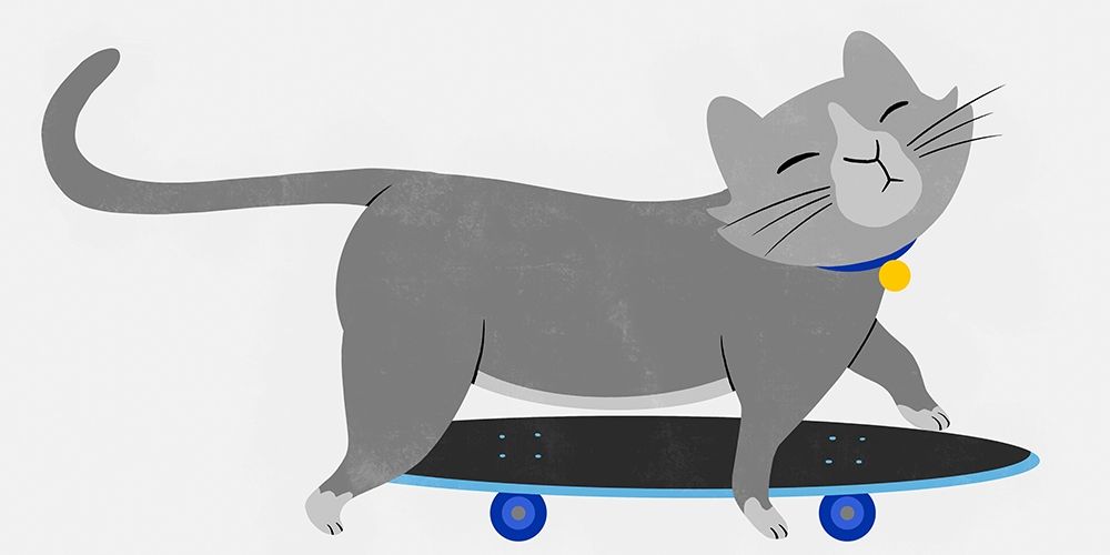 Skateboarding Cat art print by Marcus Prime for $57.95 CAD