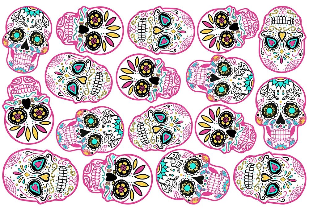 Pink Skulls White Back art print by Mlli Villa for $57.95 CAD
