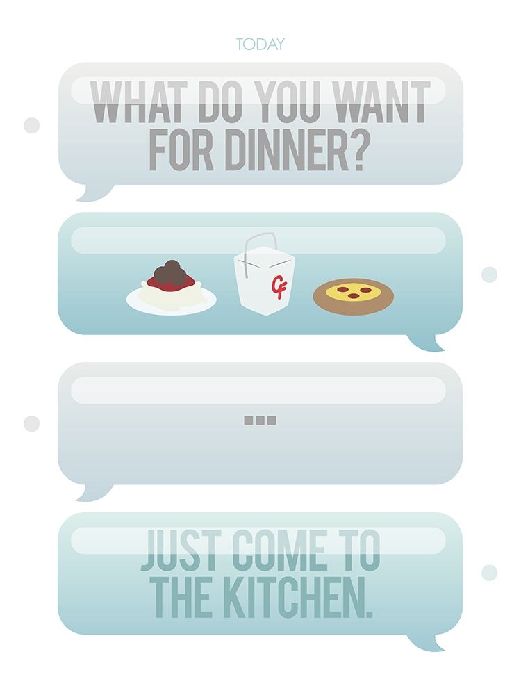 Texting For Dinner art print by Milli Villa for $57.95 CAD