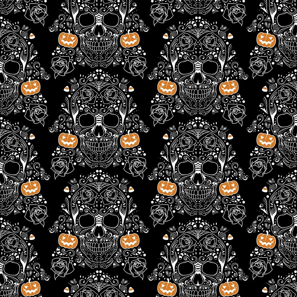 Halloween Skull Pattern art print by Mlli Villa for $57.95 CAD