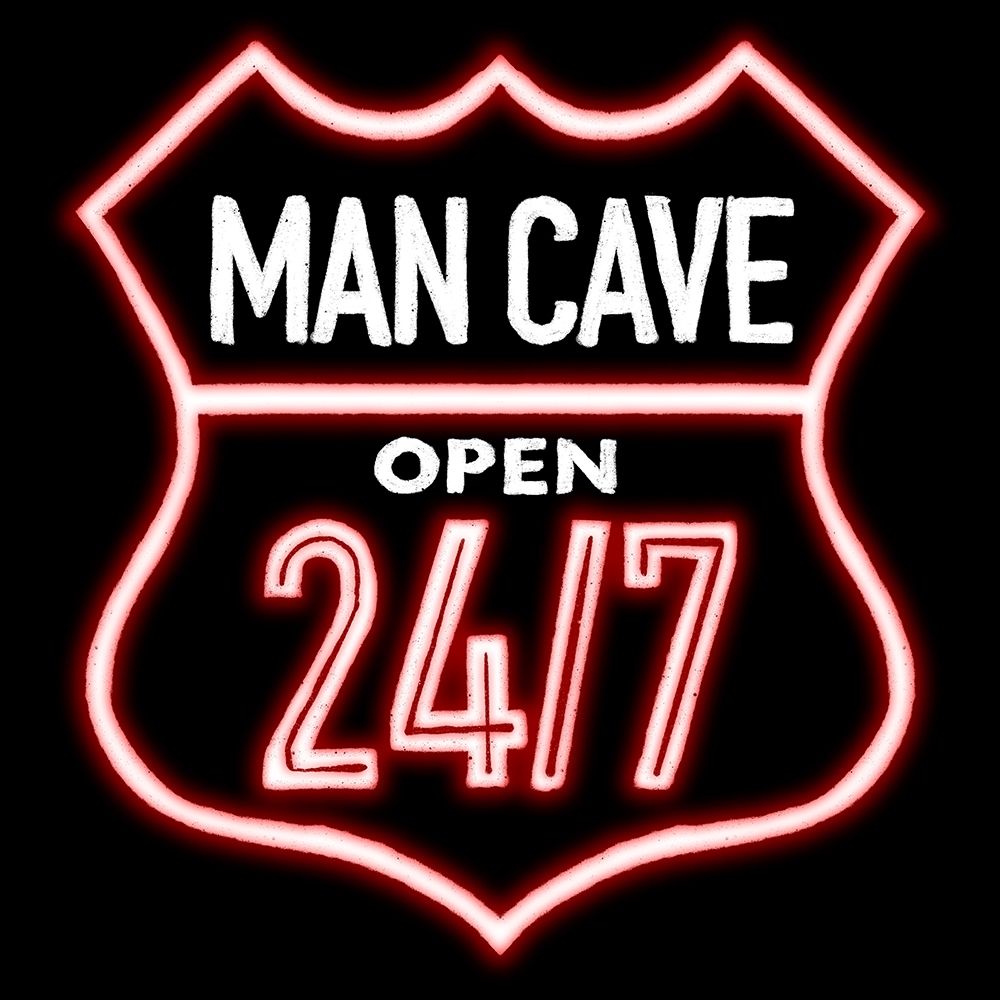 Open Man Cave Neon art print by Mlli Villa for $57.95 CAD