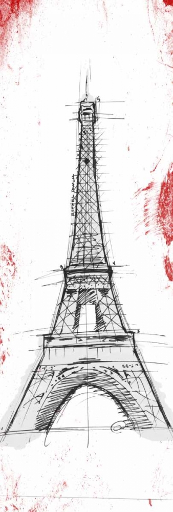 Eiffel Red Pop Sketch art print by OnRei for $57.95 CAD