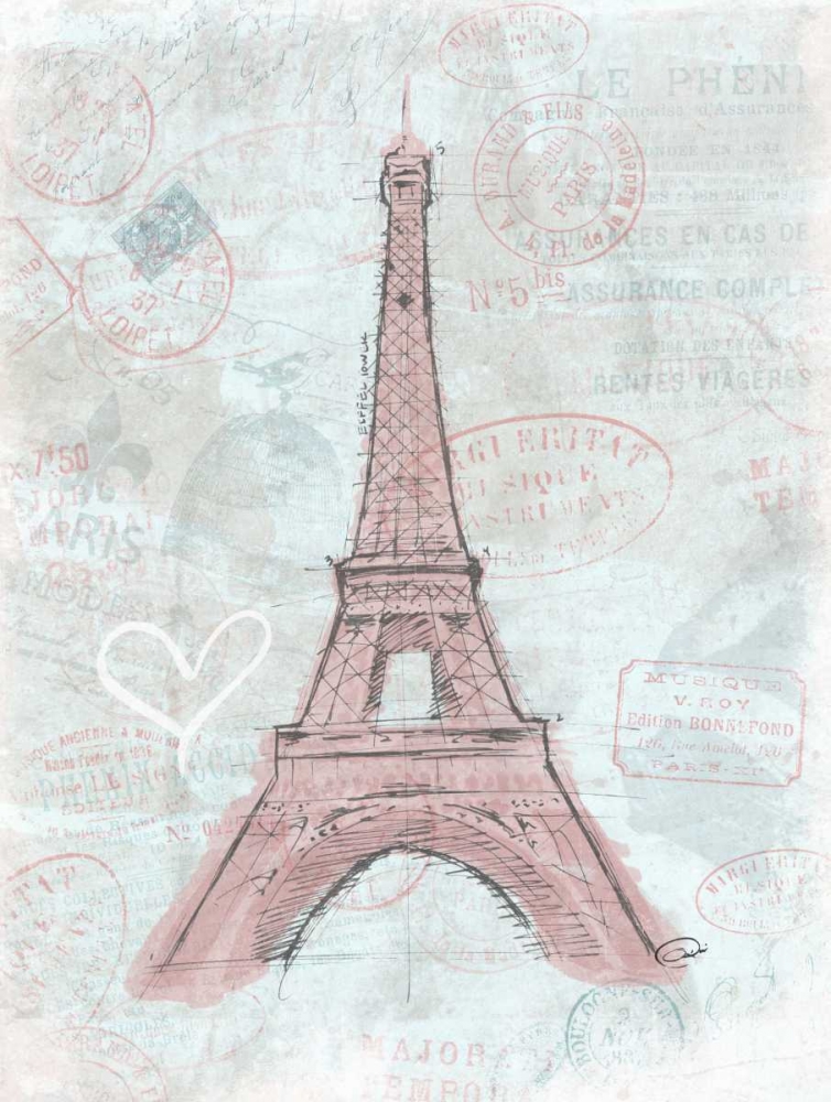 Eiffel Sketch Romantic art print by OnRei for $57.95 CAD