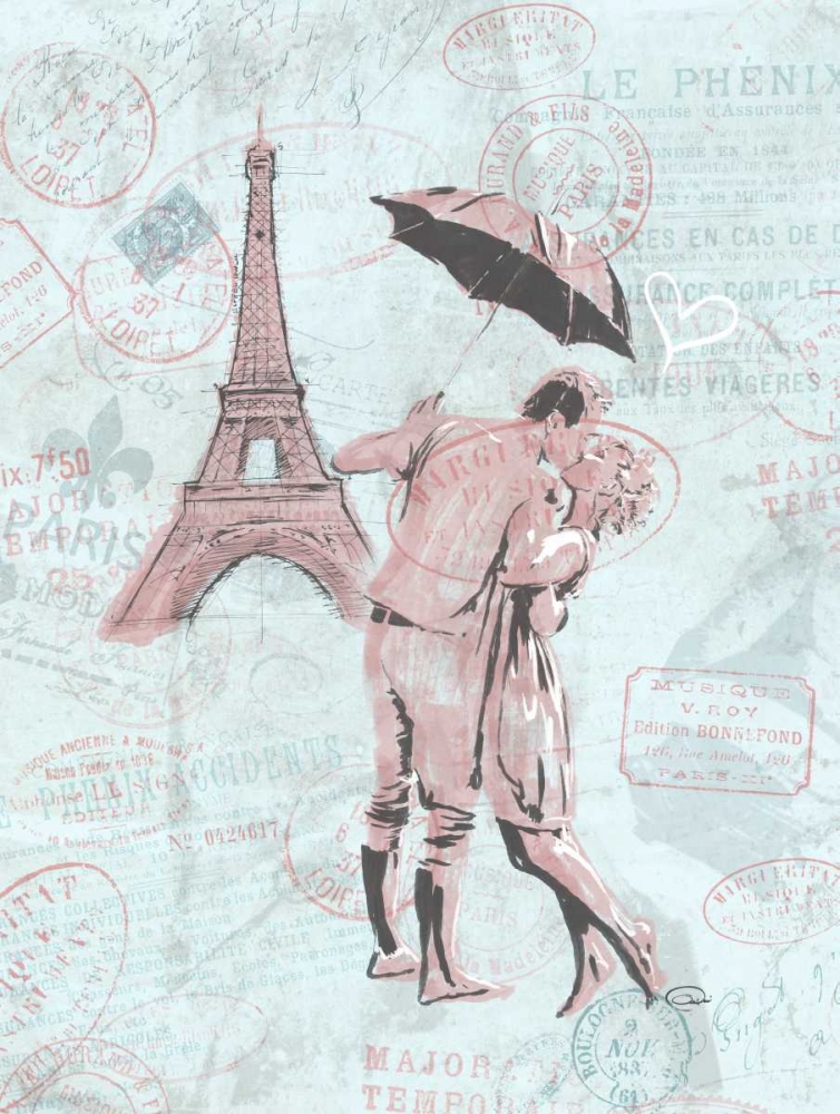 Romantic love Eiffel art print by OnRei for $57.95 CAD
