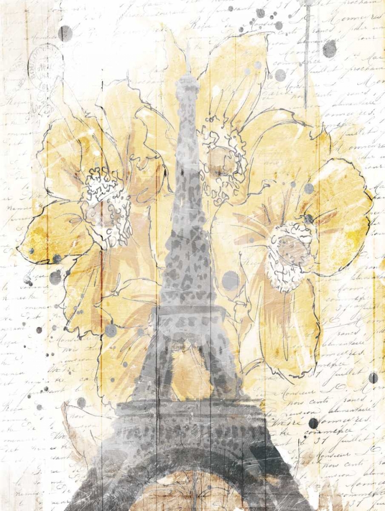Eiffel Bloom Yellow art print by OnRei for $57.95 CAD