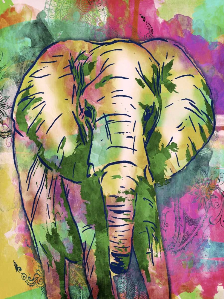 Elephant Dark Bright Henna art print by OnRei for $57.95 CAD