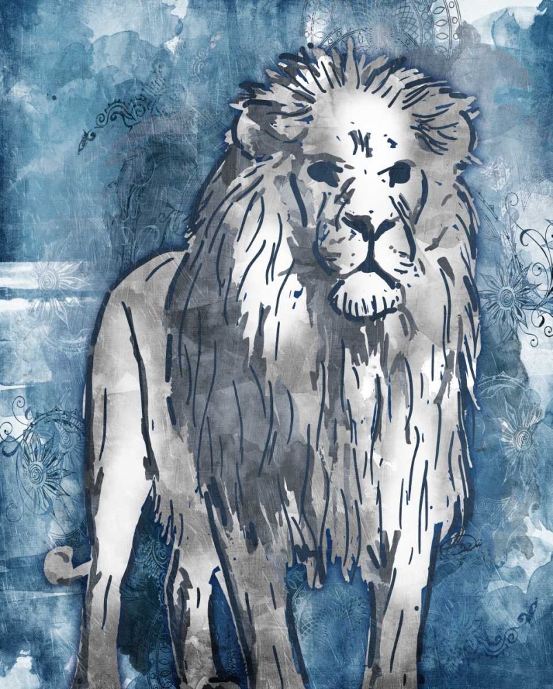 Grey Blue Lion art print by OnRei for $57.95 CAD
