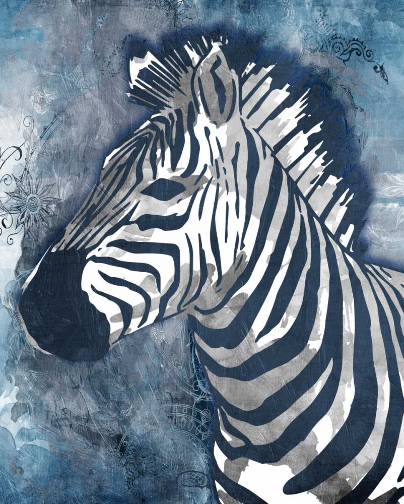 Grey Blue Zebra art print by OnRei for $57.95 CAD